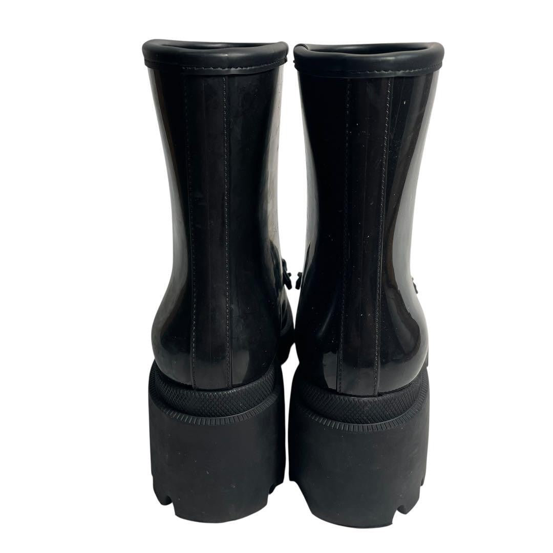 GUCCI Rain Boots Shoes Horsebit EU 38 US 8 Black Authentic