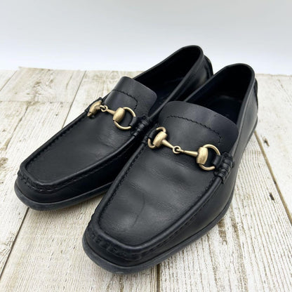 GUCCI Loafers Shoes Horse Bit EU 36 US 6 Leather Black Authentic