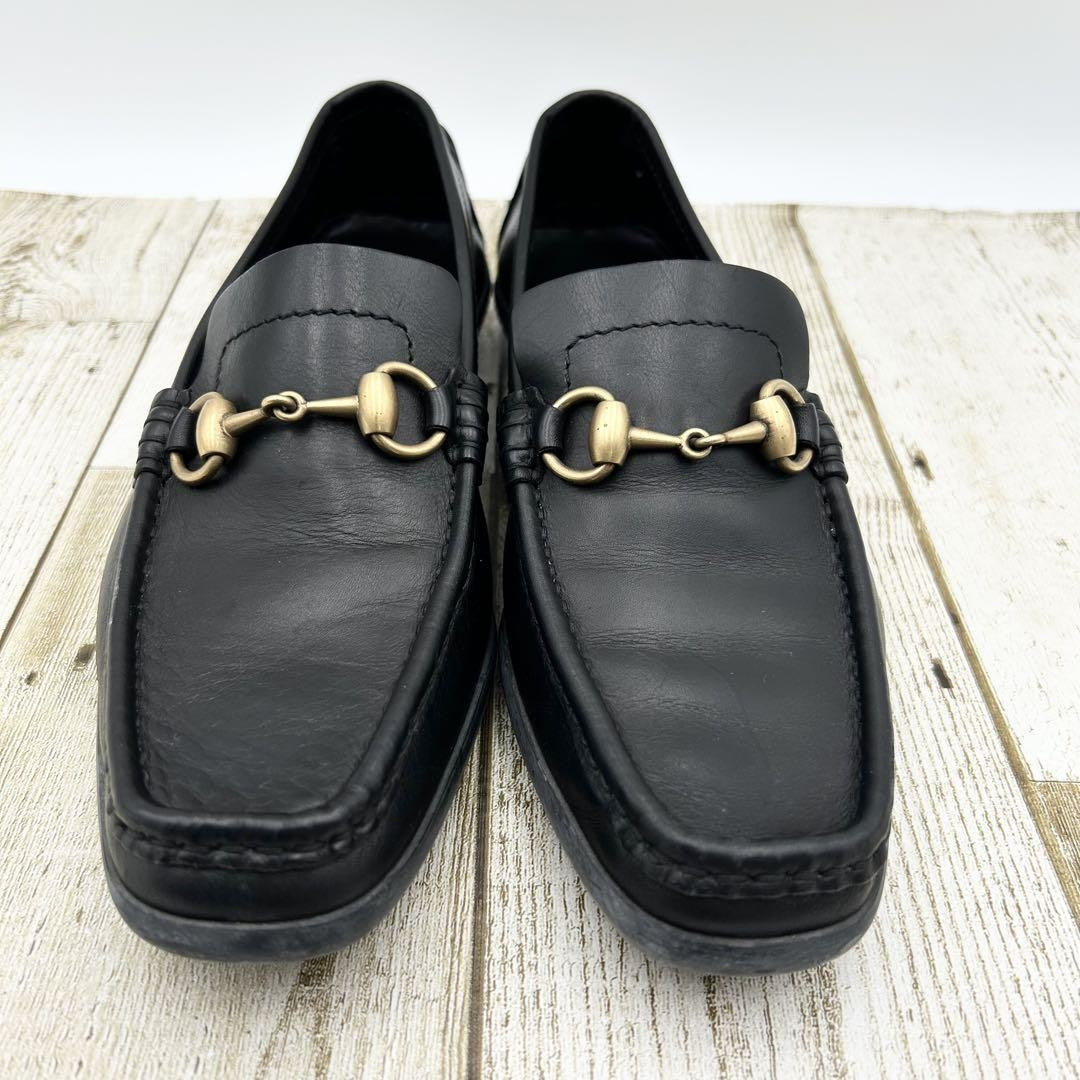 GUCCI Loafers Shoes Horse Bit EU 36 US 6 Leather Black Authentic