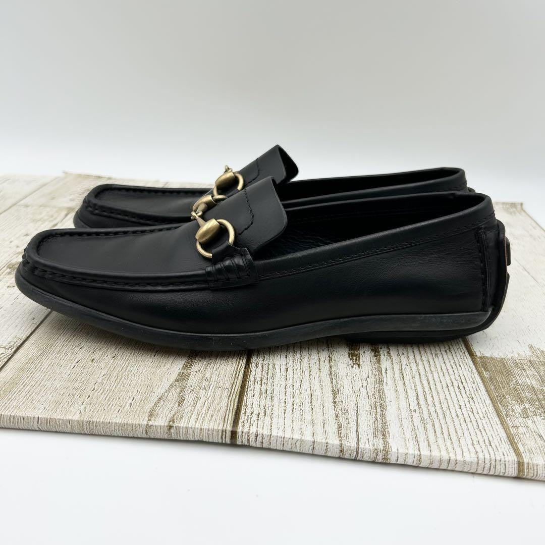 GUCCI Loafers Shoes Horse Bit EU 36 US 6 Leather Black Authentic