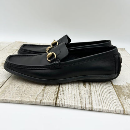 GUCCI Loafers Shoes Horse Bit EU 36 US 6 Leather Black Authentic