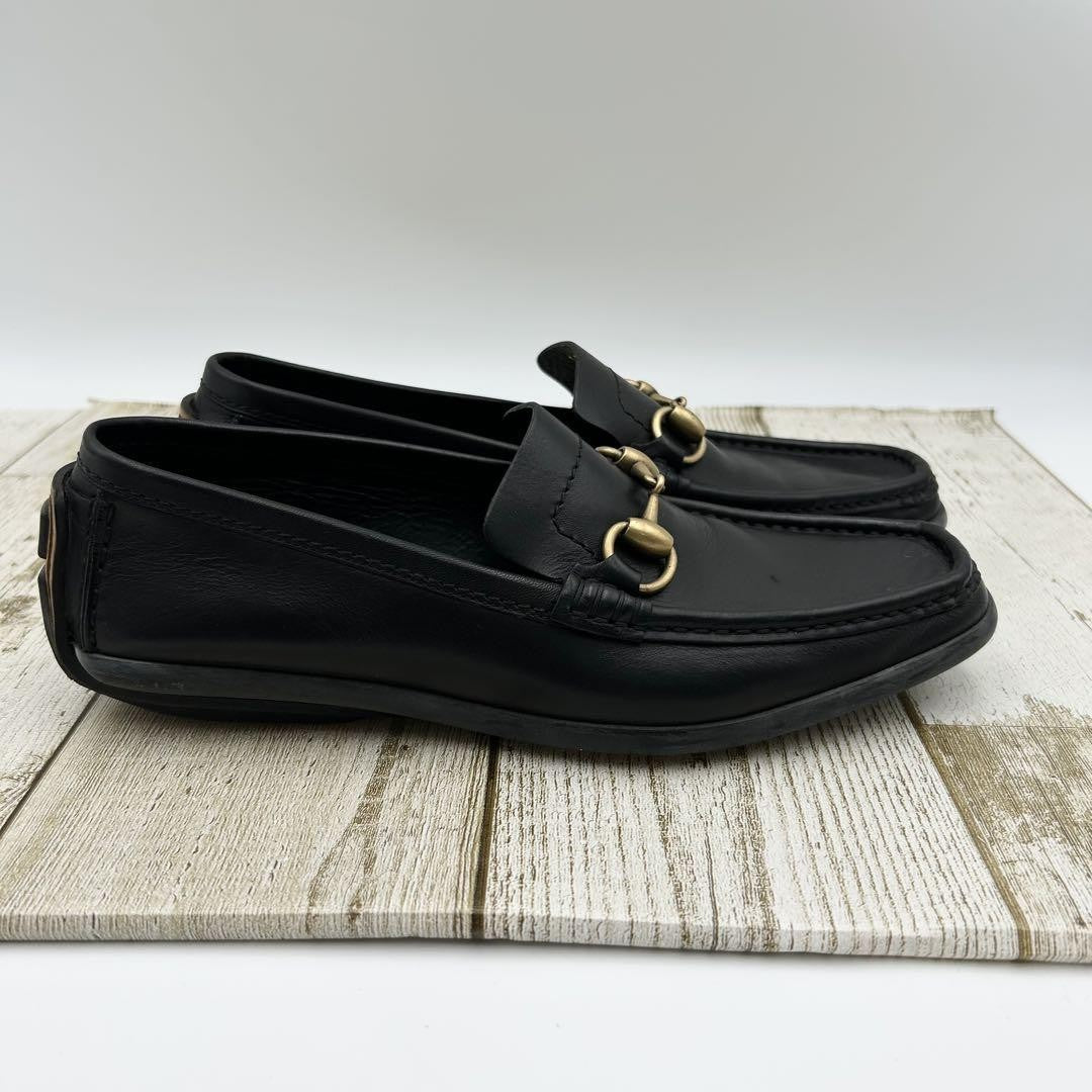 GUCCI Loafers Shoes Horse Bit EU 36 US 6 Leather Black Authentic