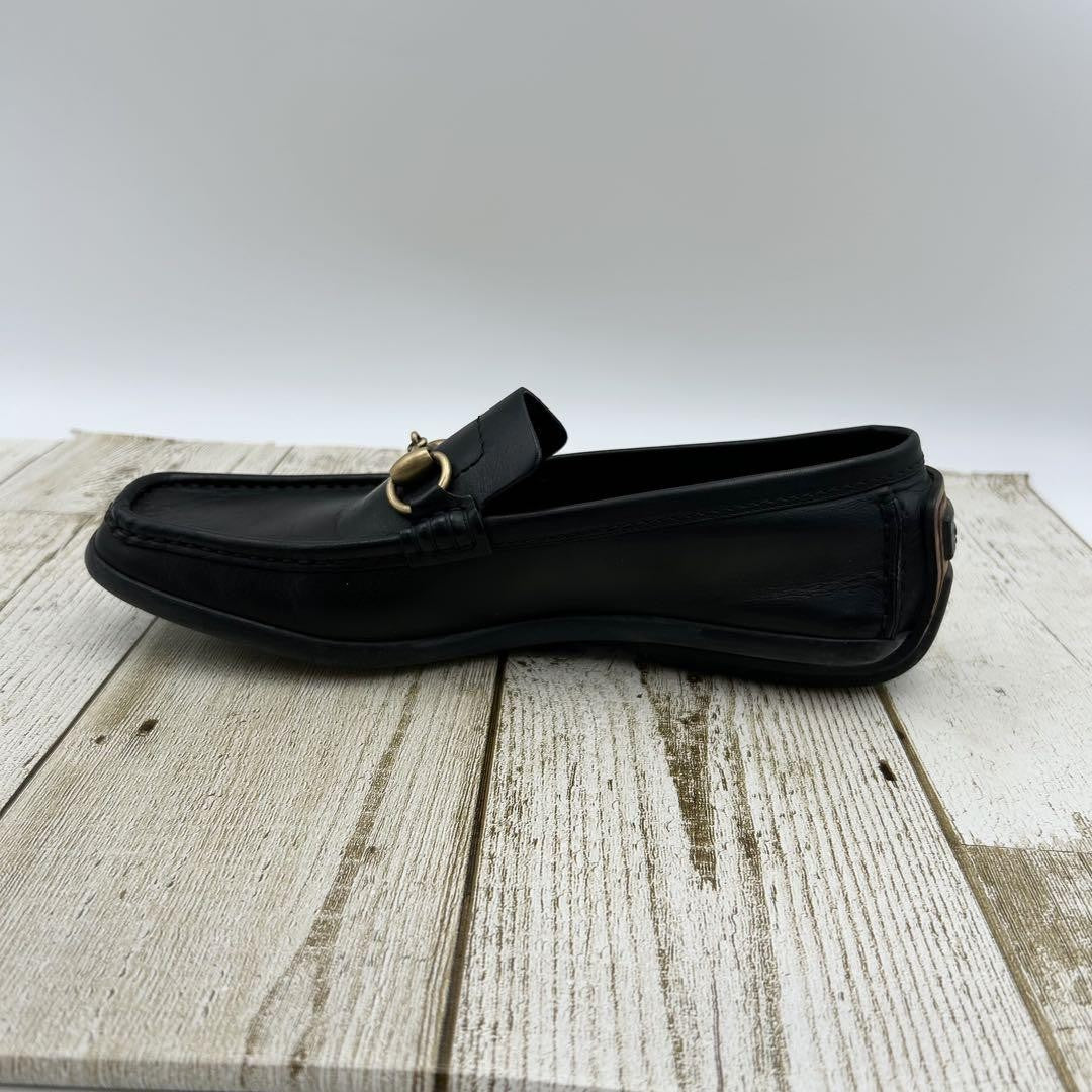 GUCCI Loafers Shoes Horse Bit EU 36 US 6 Leather Black Authentic