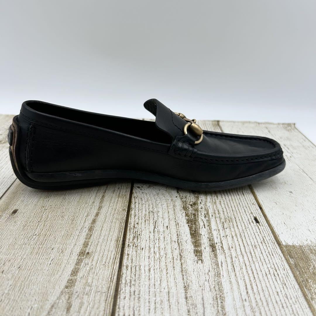 GUCCI Loafers Shoes Horse Bit EU 36 US 6 Leather Black Authentic