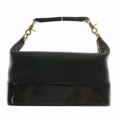 VERSACE Hand Bag Tote Purse Sunburst Patent Leather Black Authentic