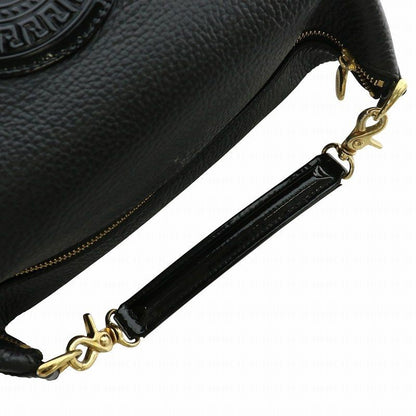 VERSACE Hand Bag Tote Purse Sunburst Patent Leather Black Authentic