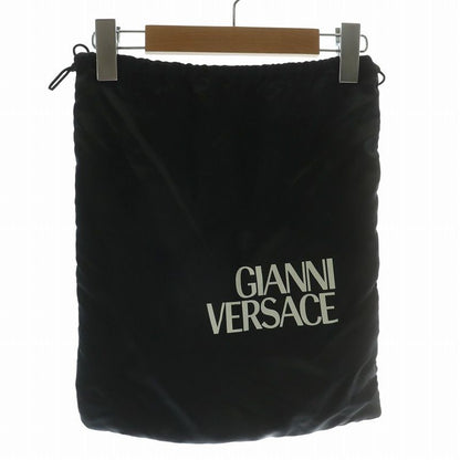 VERSACE Hand Bag Tote Purse Sunburst Patent Leather Black Authentic