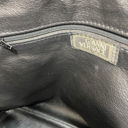 VERSACE Hand Bag Tote Purse Medusa Leather Black Authentic