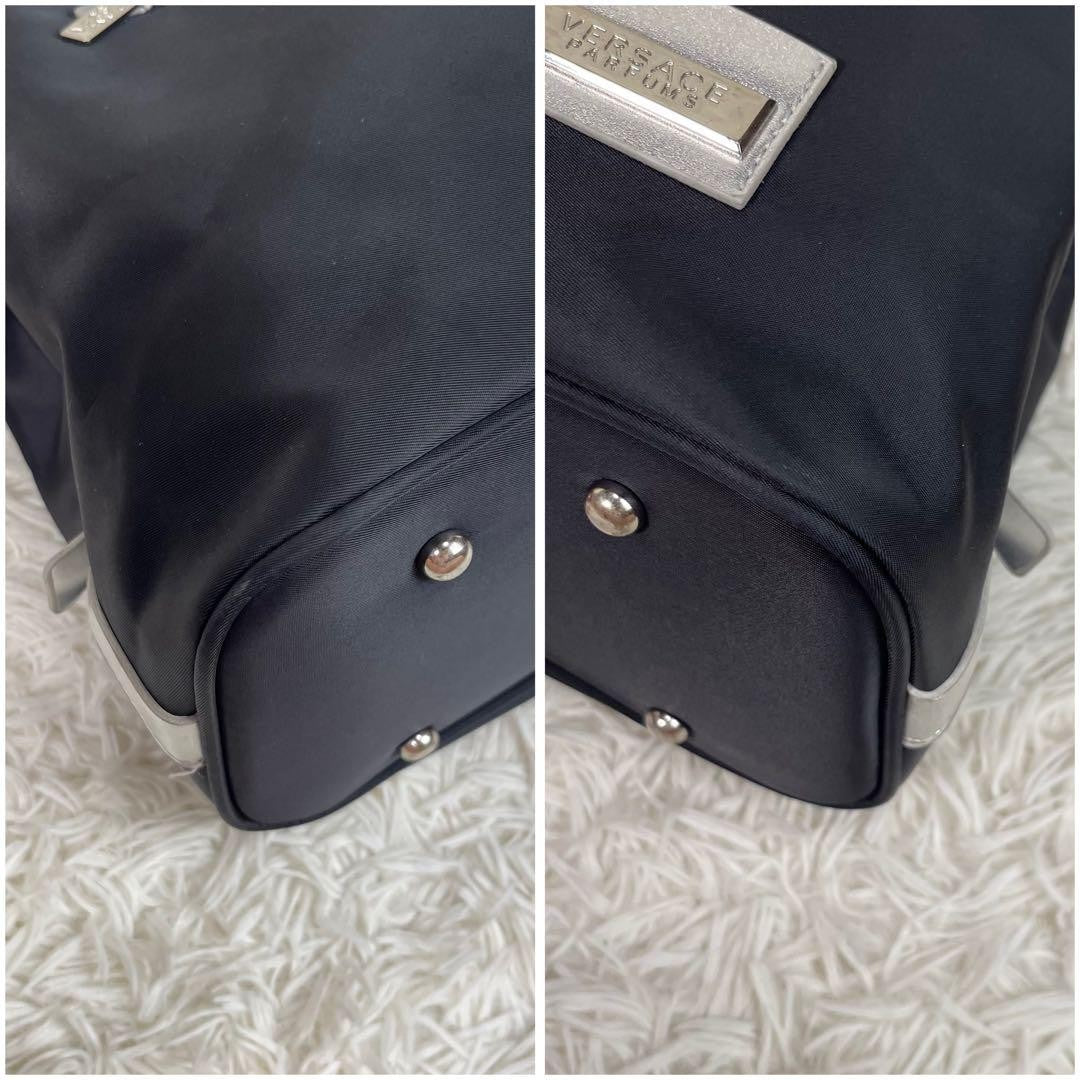 VERSACE Shoulder Bag Purse 2way Nylon Black Authentic
