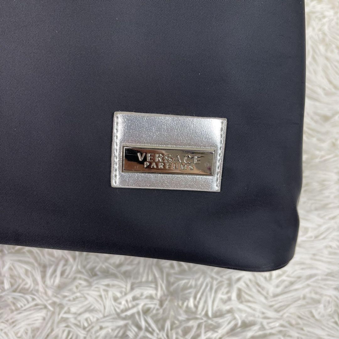 VERSACE Shoulder Bag Purse 2way Nylon Black Authentic