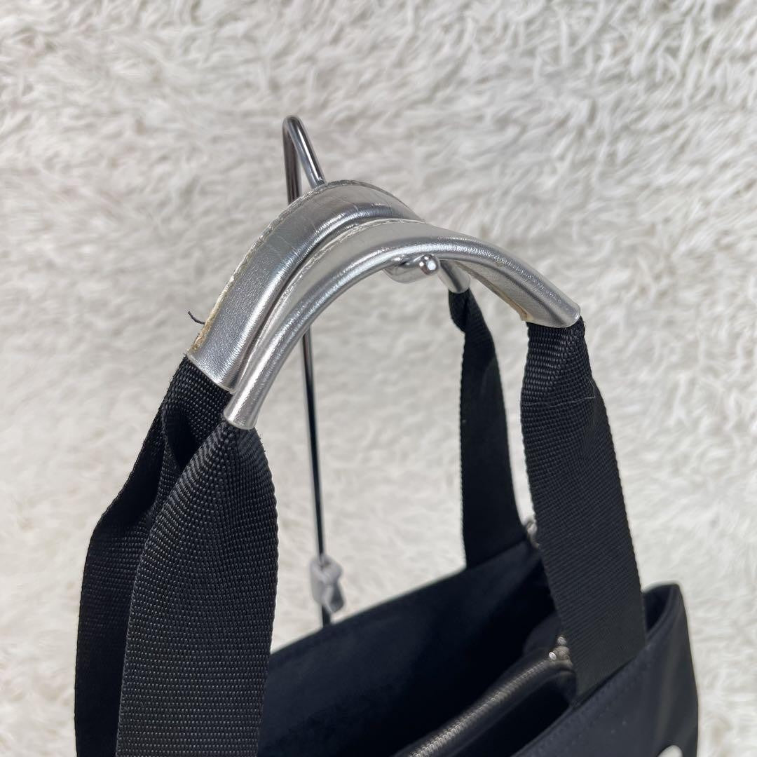 VERSACE Shoulder Bag Purse 2way Nylon Black Authentic