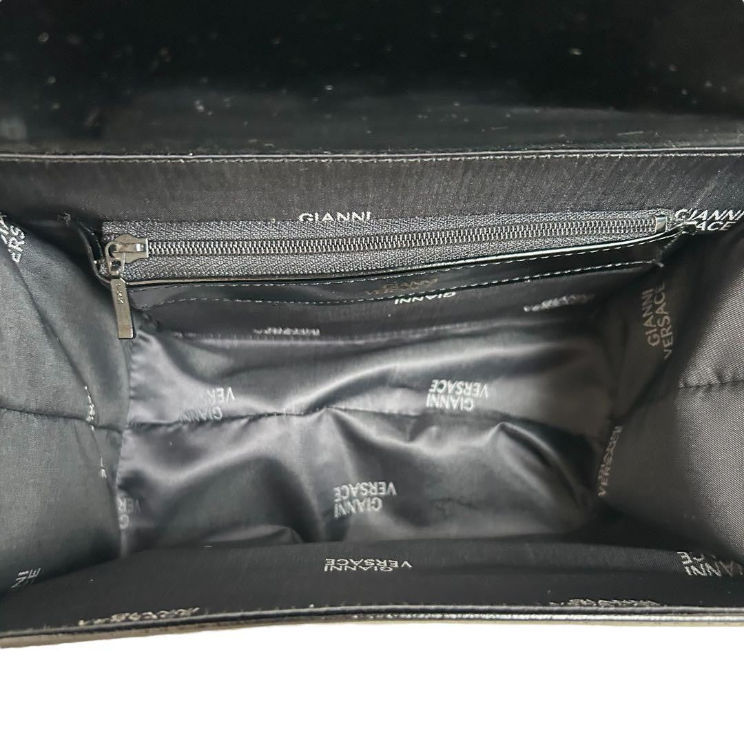 VERSACE Vanity Hand Bag Tote Purse Sunburst Black Authentic
