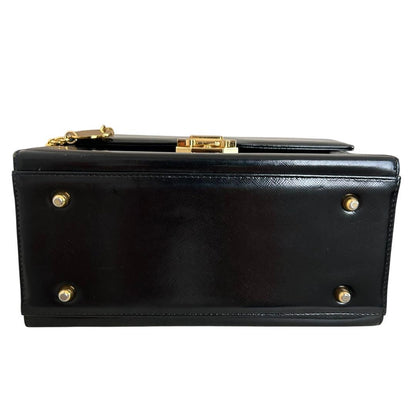 VERSACE Vanity Hand Bag Tote Purse Sunburst Black Authentic