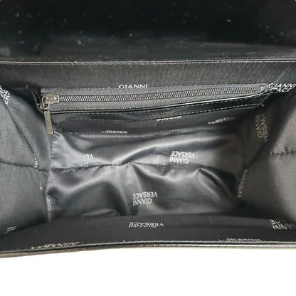 VERSACE Vanity Hand Bag Tote Purse Sunburst Black Authentic