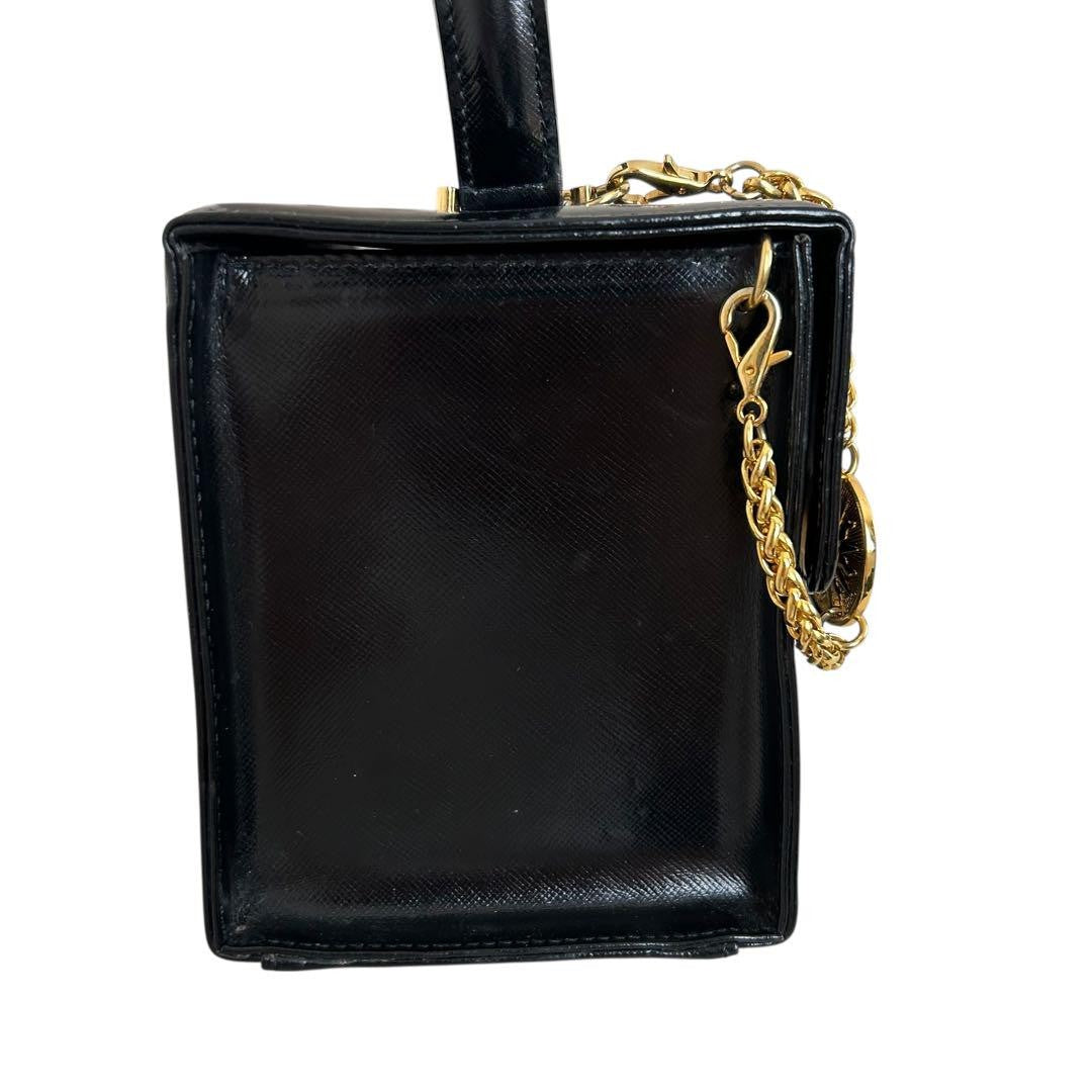 VERSACE Vanity Hand Bag Tote Purse Sunburst Black Authentic