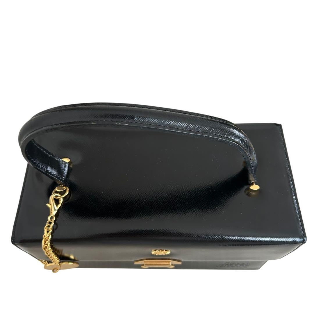 VERSACE Vanity Hand Bag Tote Purse Sunburst Black Authentic