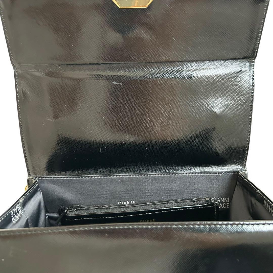 VERSACE Vanity Hand Bag Tote Purse Sunburst Black Authentic