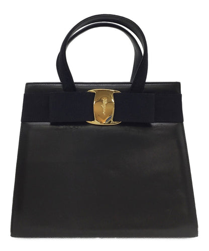 Salvatore Ferragamo Shoulder Bag Purse Vara Navy Authentic