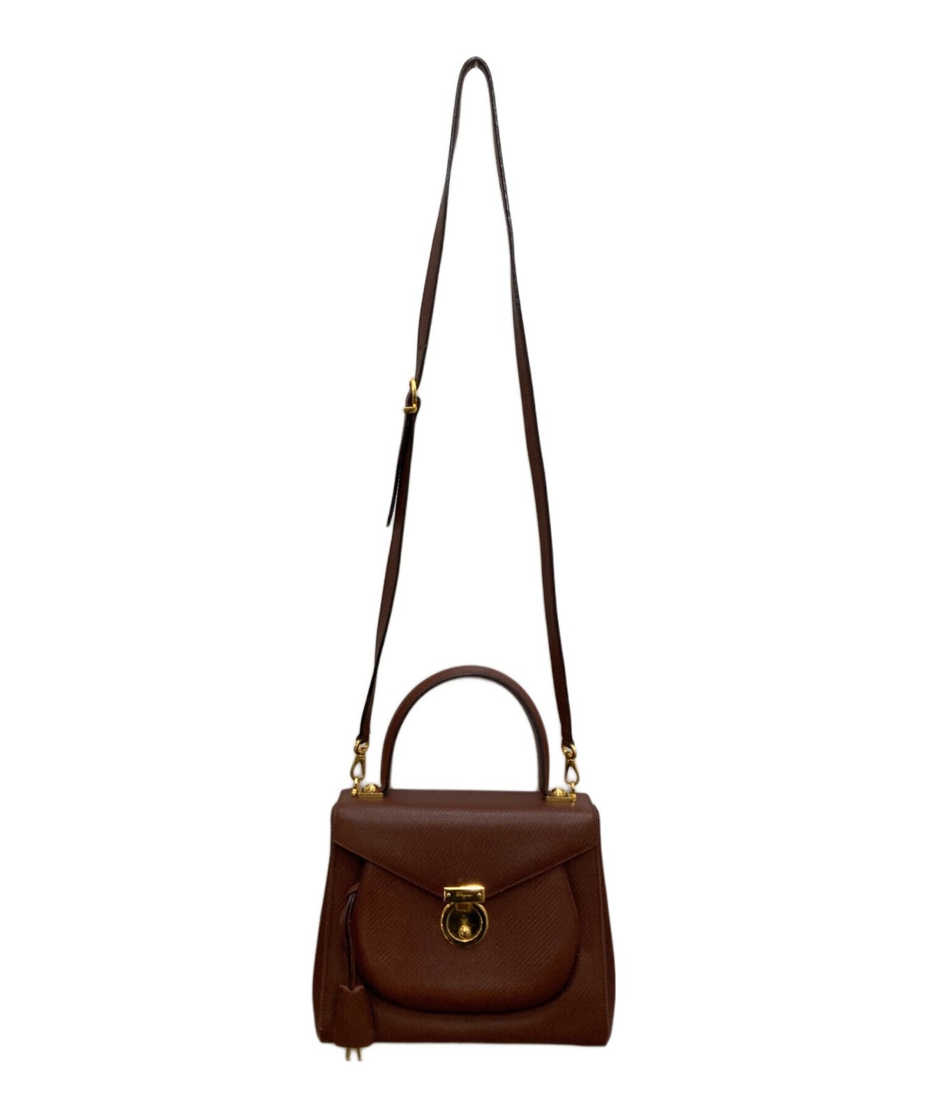 Salvatore Ferragamo Hand Shoulder Bag Tote Purse 2way Brown Authentic
