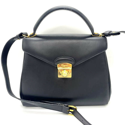 Salvatore Ferragamo Hand Shoulder Bag Tote Purse 2way Leather Black Authentic