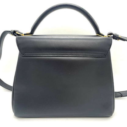 Salvatore Ferragamo Hand Shoulder Bag Tote Purse 2way Leather Black Authentic