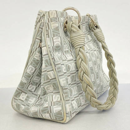 Salvatore Ferragamo Hand Bag Tote Purse Nylon Canvas Gray Authentic
