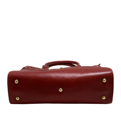 Salvatore Ferragamo Hand Bag Tote Purse Gancini Leather Bordeaux Authentic
