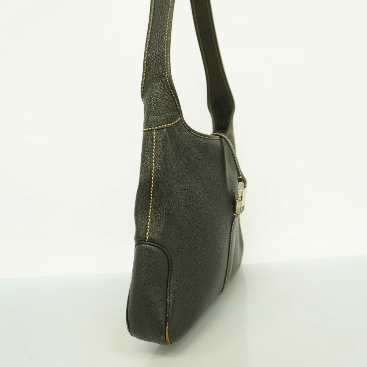 Salvatore Ferragamo Shoulder Bag Purse Vara Leather Black Authentic