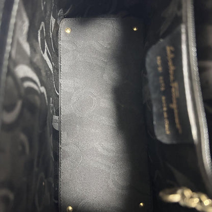 Salvatore Ferragamo Hand Bag Tote Purse Vara Ribbon Black Authentic