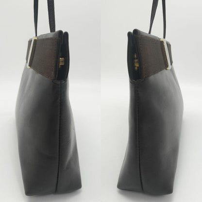 Salvatore Ferragamo Shoulder Bag Purse Vara Leather Dark Brown Authentic