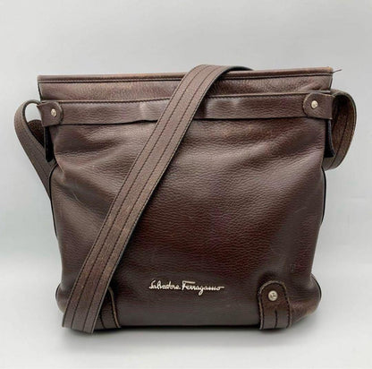 Salvatore Ferragamo Shoulder Bag Purse Brown Authentic