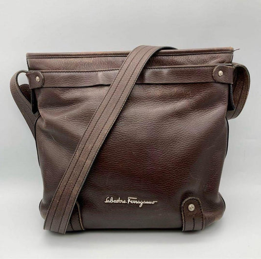 Salvatore Ferragamo Shoulder Bag Purse Brown Authentic