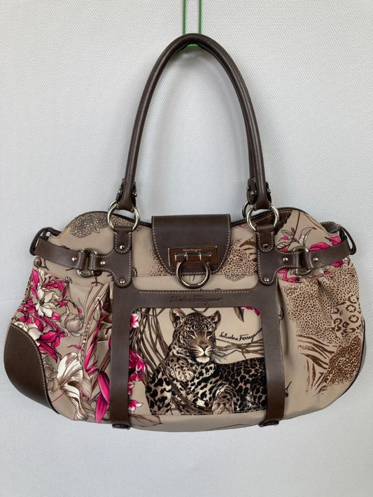 Salvatore Ferragamo Hand Bag Tote Purse Gancini Multicolor Authentic