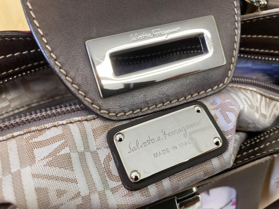 Salvatore Ferragamo Hand Bag Tote Purse Gancini Multicolor Authentic