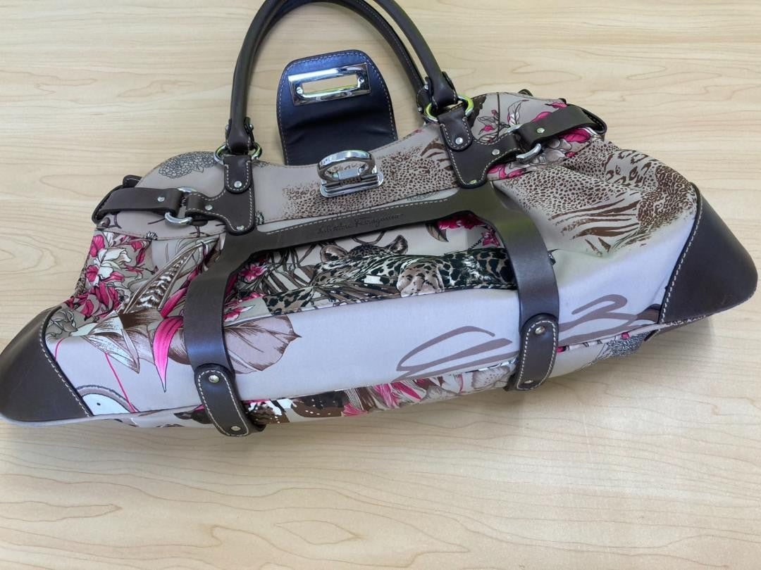 Salvatore Ferragamo Hand Bag Tote Purse Gancini Multicolor Authentic