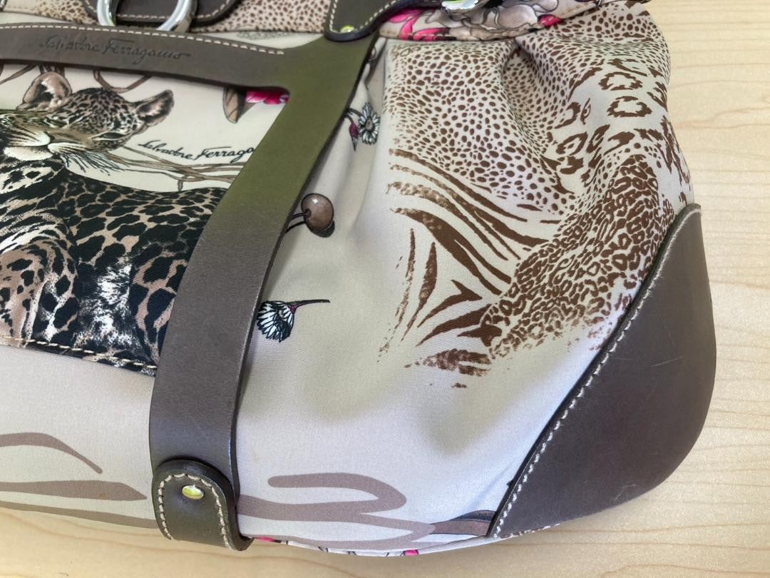 Salvatore Ferragamo Hand Bag Tote Purse Gancini Multicolor Authentic