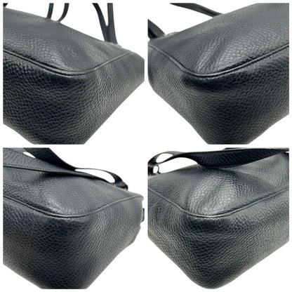 Salvatore Ferragamo Hand Bag Tote Purse Gancini Leather Black Authentic