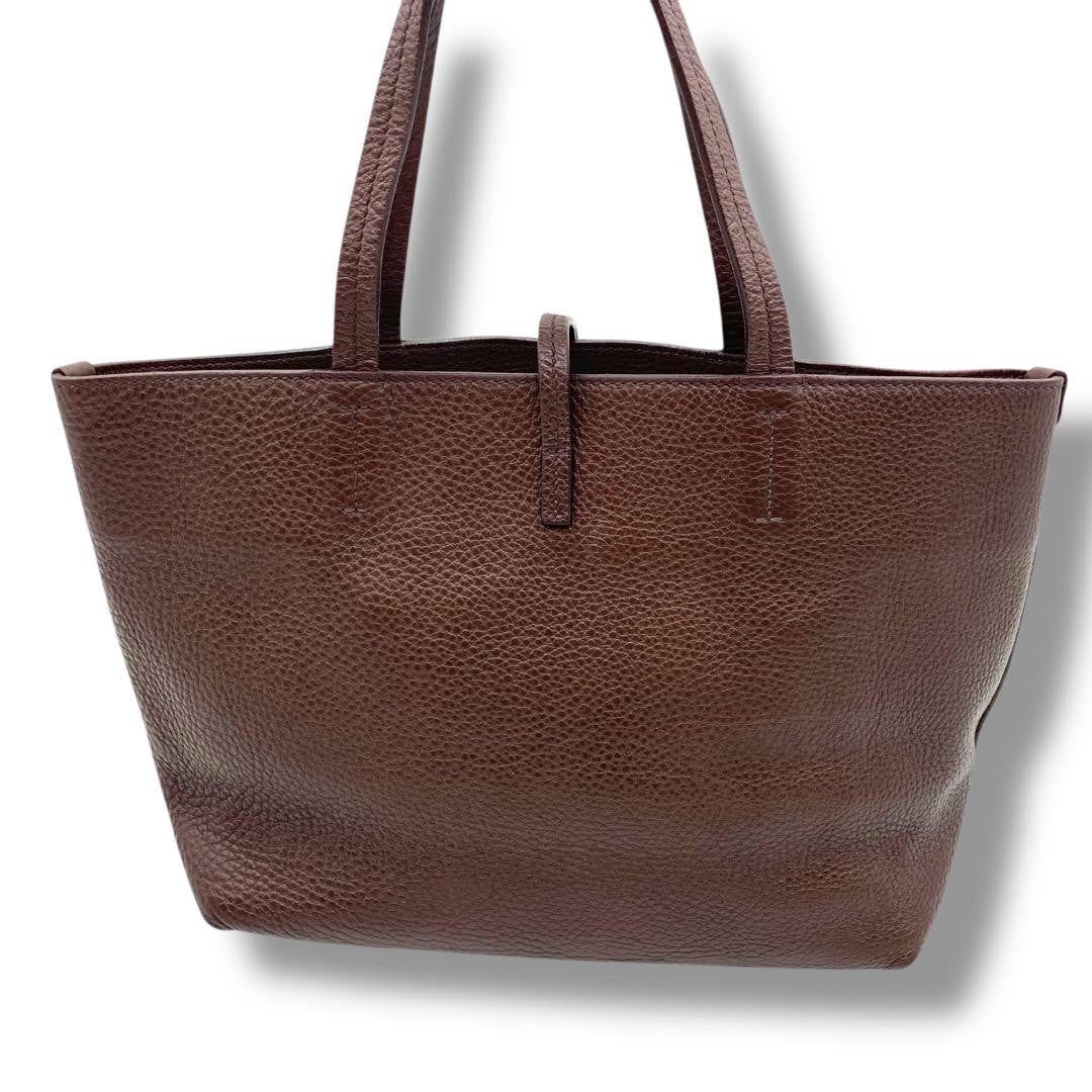 Salvatore Ferragamo Hand Bag Tote Purse Gancini Leather Brown Authentic
