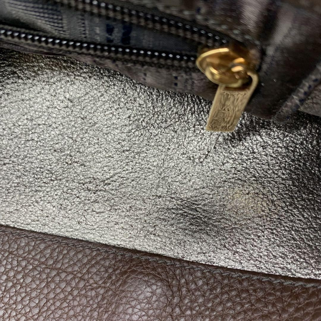 Salvatore Ferragamo Hand Bag Tote Purse Gancini Leather Brown Authentic