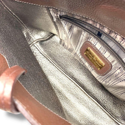 Salvatore Ferragamo Hand Bag Tote Purse Gancini Leather Brown Authentic