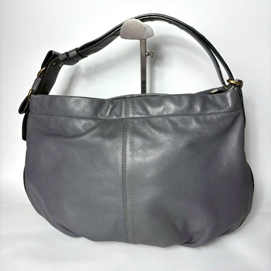 Salvatore Ferragamo Shoulder Bag Purse Vara Leather Gray Authentic