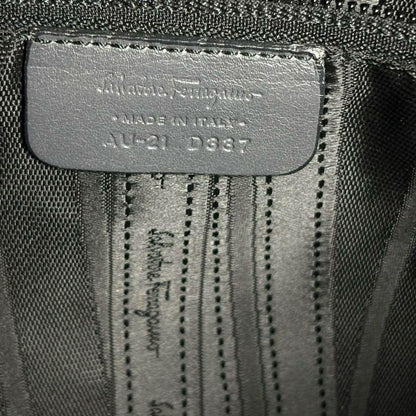 Salvatore Ferragamo Shoulder Bag Purse Vara Leather Gray Authentic