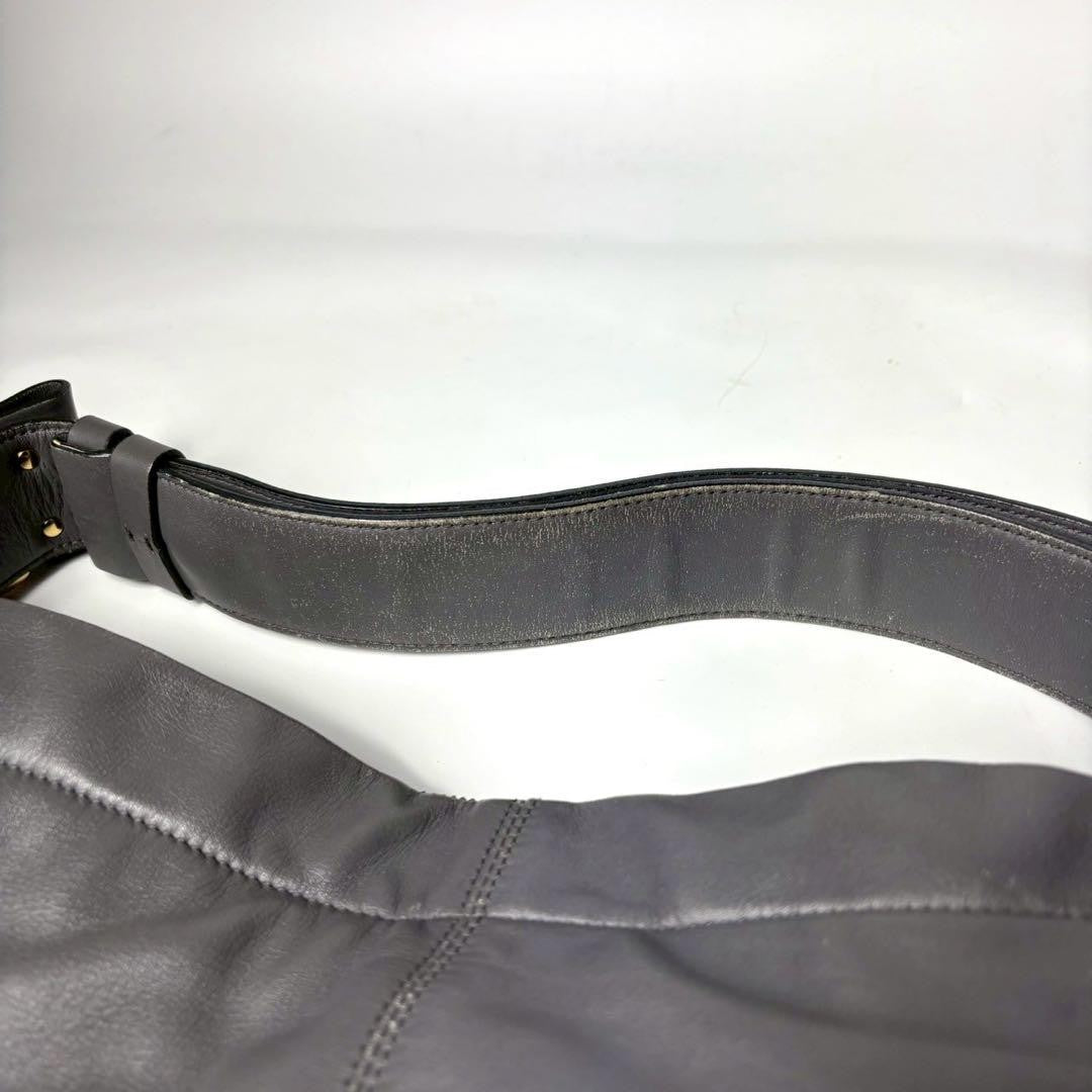 Salvatore Ferragamo Shoulder Bag Purse Vara Leather Gray Authentic