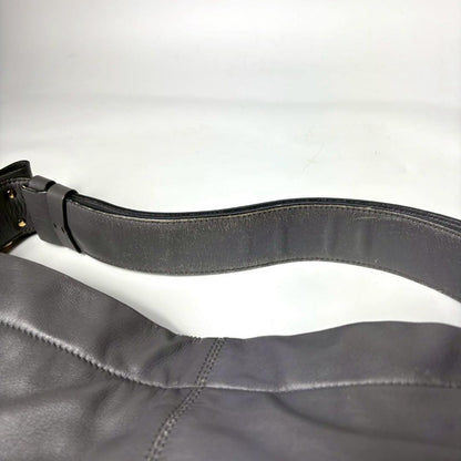 Salvatore Ferragamo Shoulder Bag Purse Vara Leather Gray Authentic