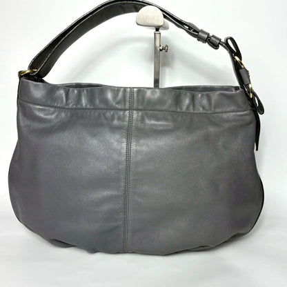 Salvatore Ferragamo Shoulder Bag Purse Vara Leather Gray Authentic