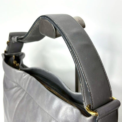 Salvatore Ferragamo Shoulder Bag Purse Vara Leather Gray Authentic
