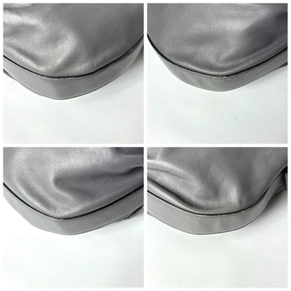 Salvatore Ferragamo Shoulder Bag Purse Vara Leather Gray Authentic
