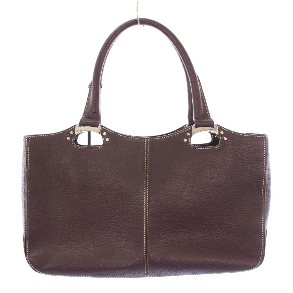 TOD'S Hand Bag Tote Purse Leather Brown Authentic