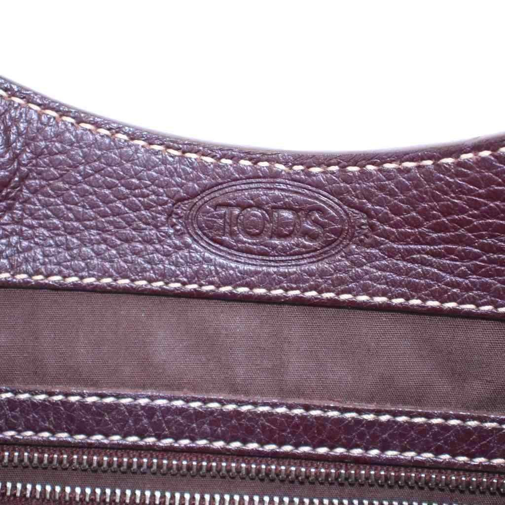 TOD'S Hand Bag Tote Purse Leather Brown Authentic