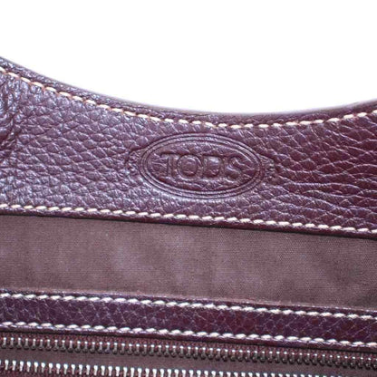 TOD'S Hand Bag Tote Purse Leather Brown Authentic